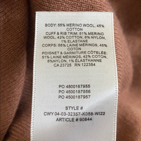 Wilfred Women's Tan Rebecca Turtleneck cropped Sweater Merino wool Size XS - Picture 10 of 13